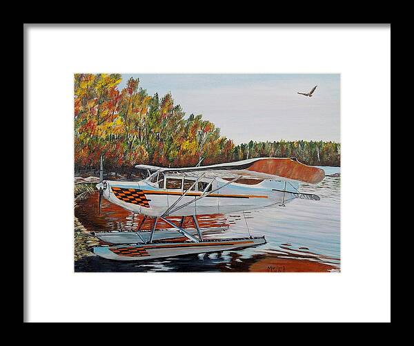 Aeronca Chief Float Plane Framed Print featuring the painting Aeronca Super Chief 0290 by Marilyn McNish
