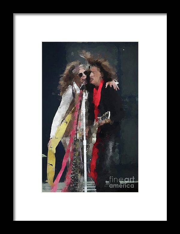 Joe Perry Framed Print featuring the photograph Tyler and Perry Oil Painting Enlargements by Concert Photos
