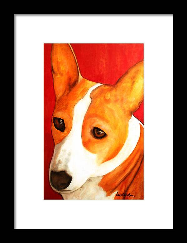 Dog Paintings Framed Print featuring the painting African Basenji - Kia by Laura Grisham