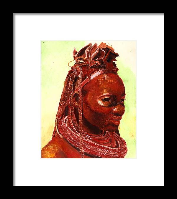 People Portrait Framed Print featuring the painting African Beauty by Portraits By NC