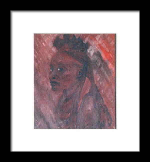 African Framed Print featuring the painting African Woman Portrait - Oil Painting by Julia Woodman