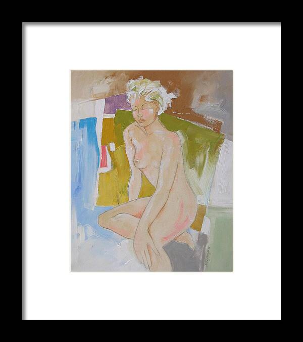 Abstract Framed Print featuring the painting After The Bath by Linda Monfort