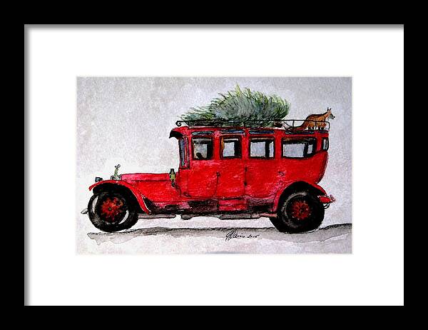 Antique Cars Framed Print featuring the painting After The Fox Tally Ho Ho Ho by Angela Davies