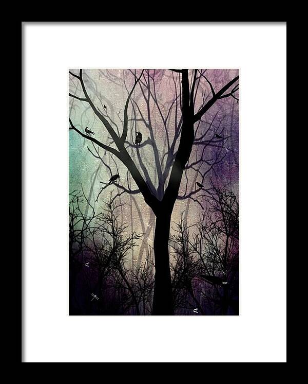 Trees Framed Print featuring the digital art After Twilight by Charlene Zatloukal