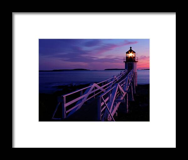 Marshall Point Light Framed Print featuring the photograph Afterglow by Jeff Cooper