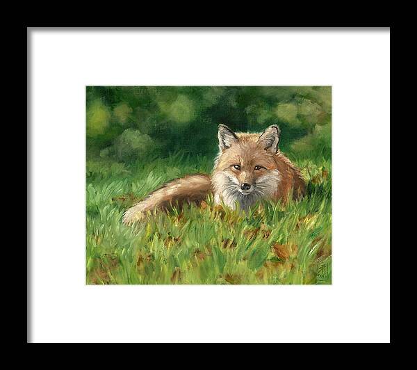 Fox Framed Print featuring the painting Afternoon Nap by Brandy Woods
