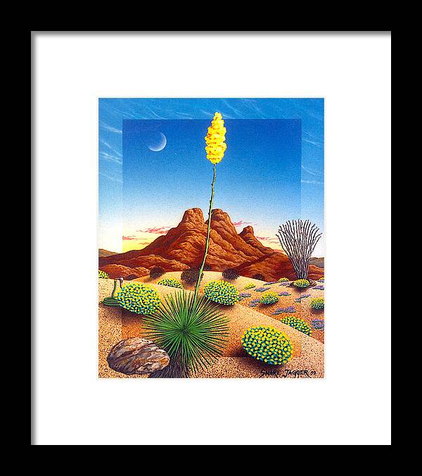 Agave Cactus Framed Print featuring the painting Agave Bloom by Snake Jagger