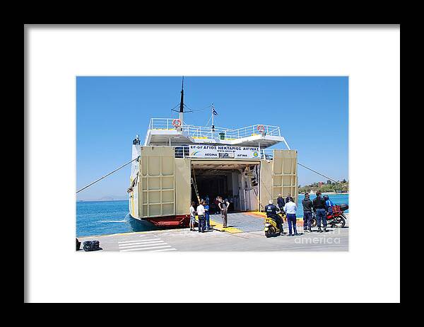 Aegina Framed Print featuring the photograph Agios Nektarios ferry on Aegina by David Fowler