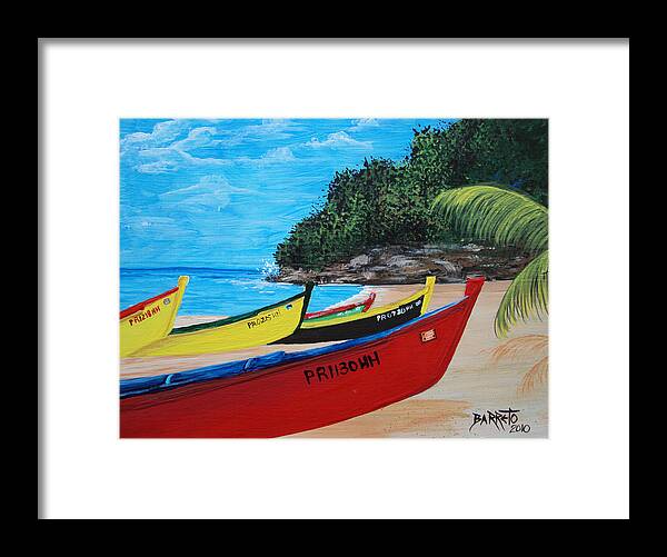 Aguadilla Framed Print featuring the painting Aguadilla Crashboat Beach by Gloria E Barreto-Rodriguez