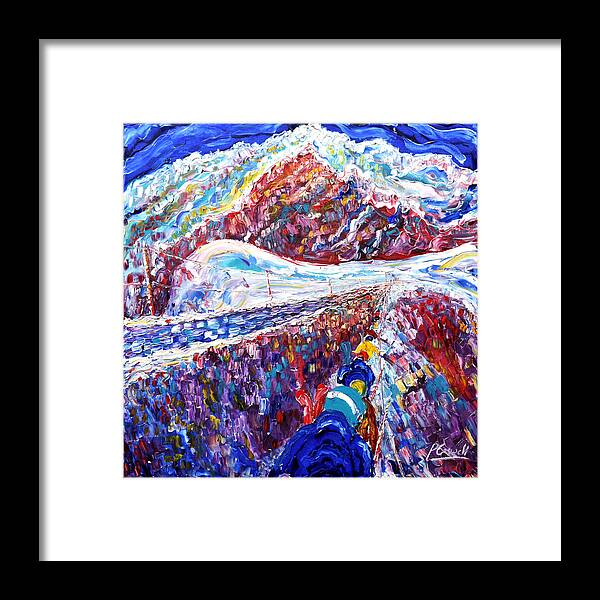 Valley Blanche Framed Print featuring the painting Aguille Du Midi by Pete Caswell