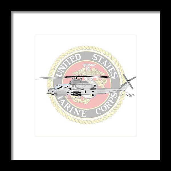 Ah-1z Framed Print featuring the digital art AH-1Z Viper USMC by Arthur Eggers
