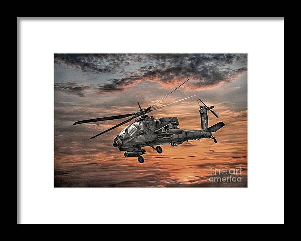 Apache Helicopter Framed Print featuring the digital art AH-64 Apache Attack Helicopter by Randy Steele