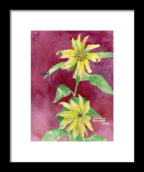 Sunflower Framed Print featuring the painting Ah Sunflowers by Andrew Gillette