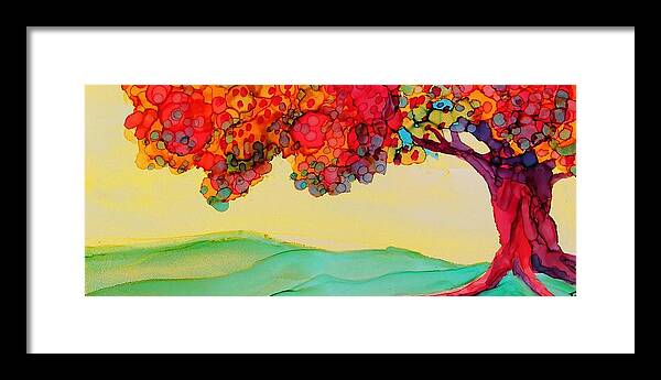 Alcohol Ink Framed Print featuring the painting Magnificent Maple - A 201 by Catherine Van Der Woerd