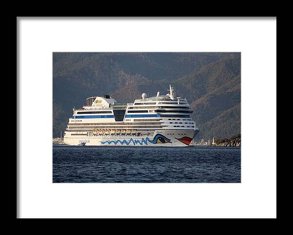 Aida Cruises Framed Print featuring the photograph Aida Stella Cruise Ship Leaving Marmaris by Taiche Acrylic Art