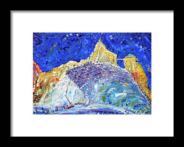 Aiguille Du Midi Framed Print featuring the painting Aiguille Du Midi Glacier Chamonix by Pete Caswell