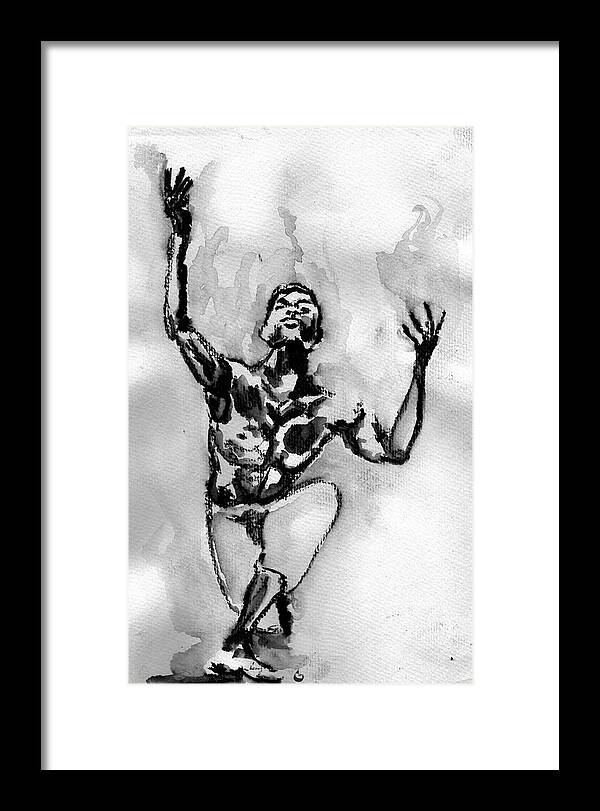 Dance Art Framed Print featuring the drawing Ailey by Howard Barry