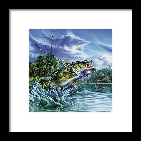 Airborne Bass Framed Print featuring the painting Airborne Bass by JQ Licensing