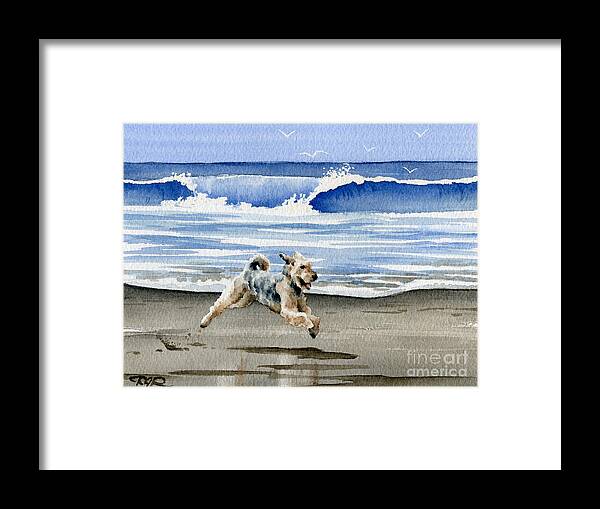 Airedale Framed Print featuring the painting Airedale Terrier At The Beach by David Rogers