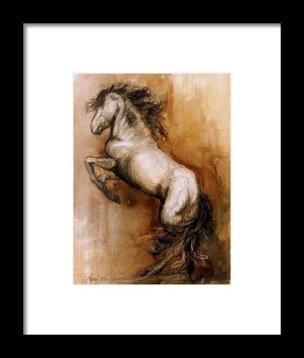 Horse Framed Print featuring the painting Airs Above by Mary Leslie