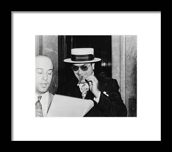 History Framed Print featuring the photograph Al Capone, With A Cigar And A Big by Everett
