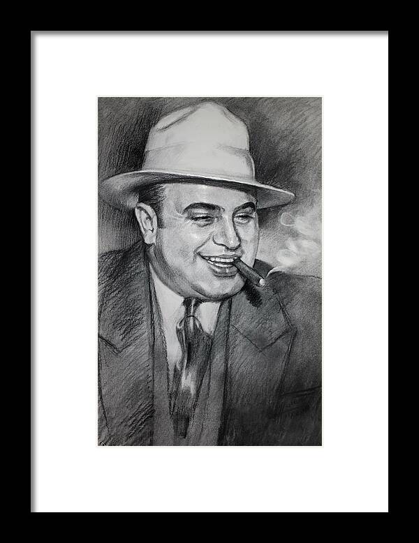 Al Capone Framed Print featuring the drawing Al Capone by Ylli Haruni