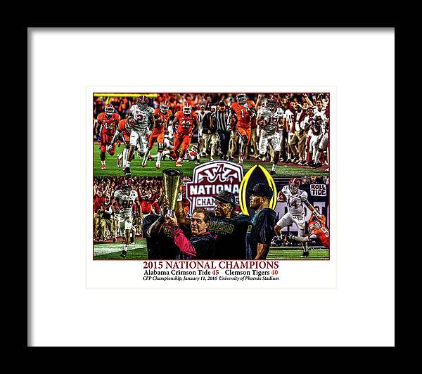 Alabama Framed Print featuring the painting Alabama Crimson Tide 1 White Background NCAA 2015 National Champions College Football by Rich image