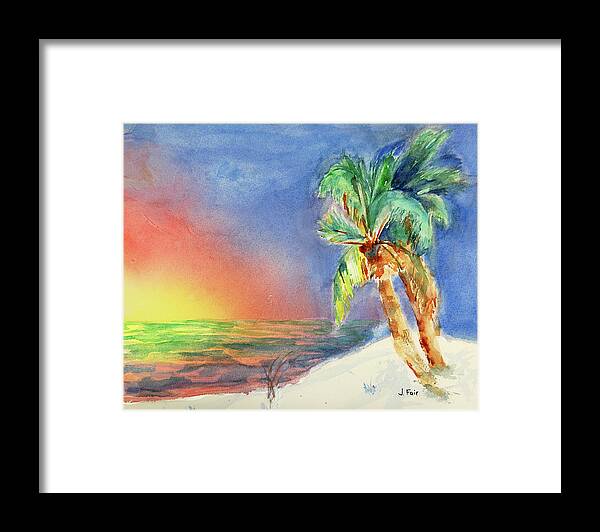 Beach Framed Print featuring the painting Alabama Sunset by Jerry Fair