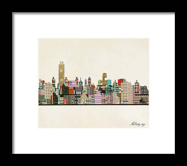 Albany New York Framed Print featuring the painting Albany New York Skyline by Bri Buckley