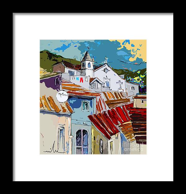 Travel Framed Print featuring the painting Alcoutim in Portugal 08 bis by Miki De Goodaboom