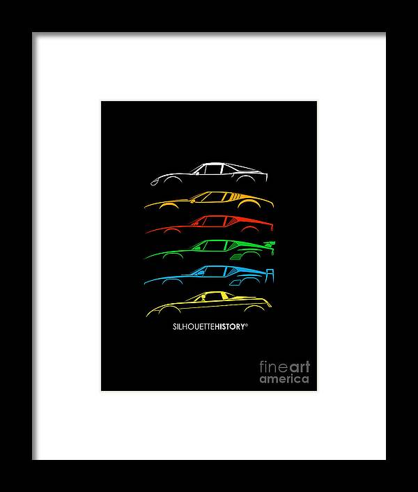 Sports Car Framed Print featuring the digital art Alejandro's Sports Car SilhouetteHistory by Gabor Vida