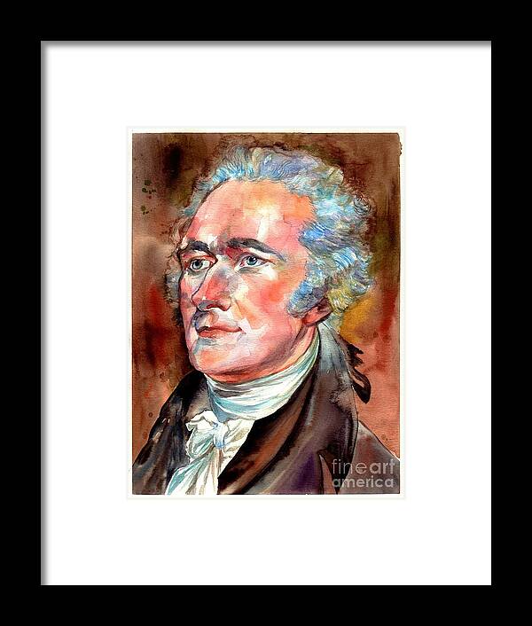 Alexander Framed Print featuring the painting Alexander Hamilton watercolor by Suzann Sines