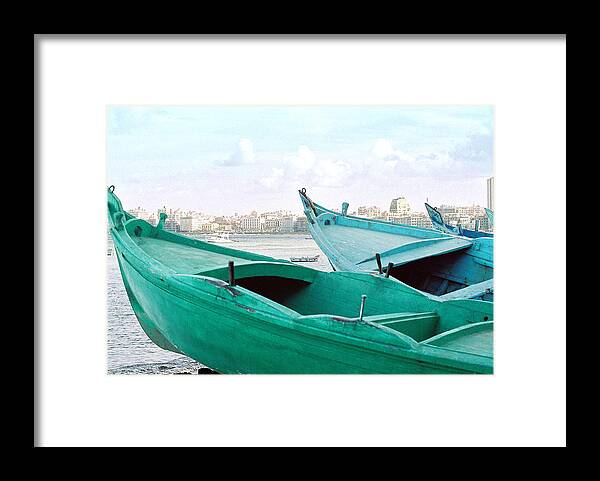Green Framed Print featuring the photograph Alexandrian Boats by Cassandra Buckley