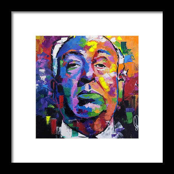 Hitchcock Framed Print featuring the painting Alfred Hitchcock by Richard Day