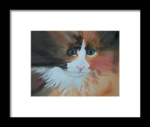 Watercolor Framed Print featuring the painting Ali Cat Abstract by Lynn Babineau