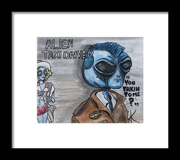 Taxi Driver Framed Print featuring the painting Alien Taxi Driver by Similar Alien