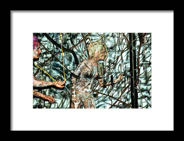 Installation Framed Print featuring the painting Alien Tech Motion by Leigh Odom