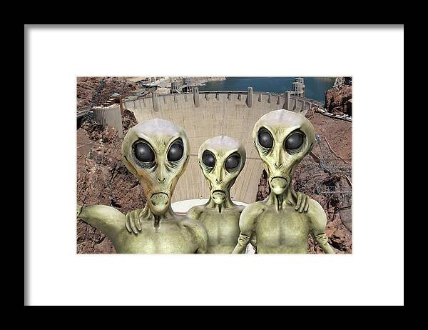 Hoover Dam Framed Print featuring the photograph Alien Vacation - Hoover Dam by Mike McGlothlen