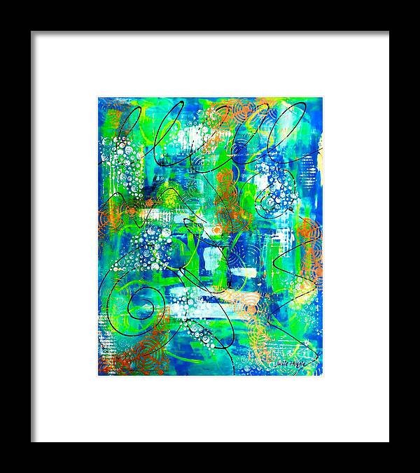 Julie-hoyle Framed Print featuring the mixed media All A Whirl by Julie Hoyle