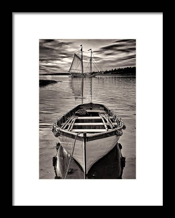 Black And White Framed Print featuring the photograph All Ashore by Fred LeBlanc