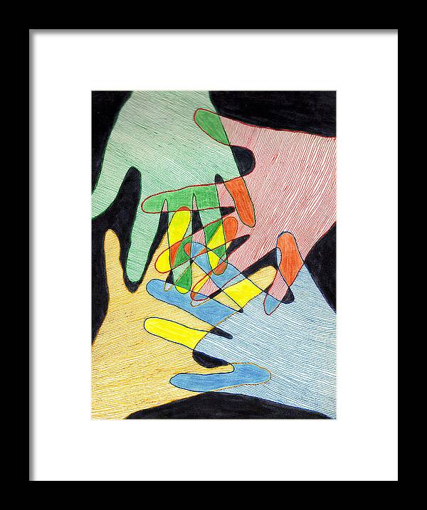 Hands Framed Print featuring the mixed media All In by Jean Haynes