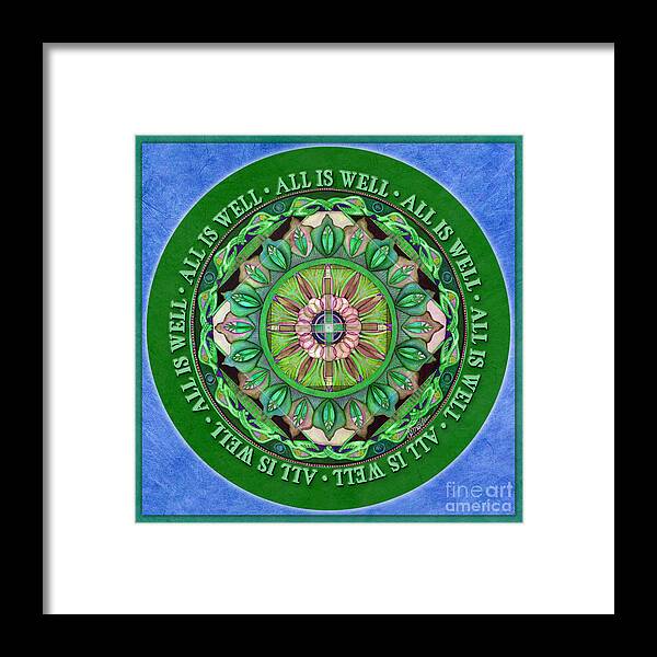 Mandala Framed Print featuring the painting All Is Well Mandala Prayer by Jo Thomas Blaine