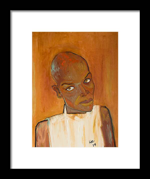 Brown Skin Head Framed Print featuring the painting All That Matters by Hans Magden