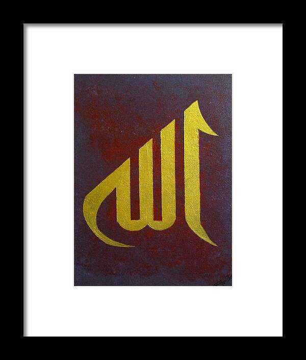 Arabic Framed Print featuring the painting Allah by Rafay Zafer