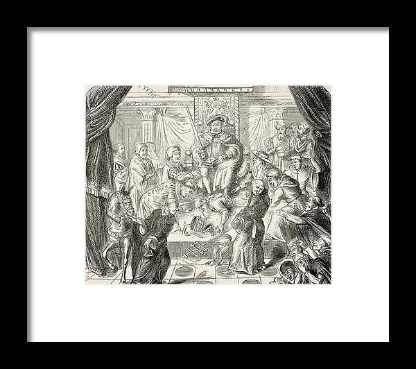 Allegory Framed Print featuring the drawing Allegorical Picture Of King Henry Viii by Vintage Design Pics
