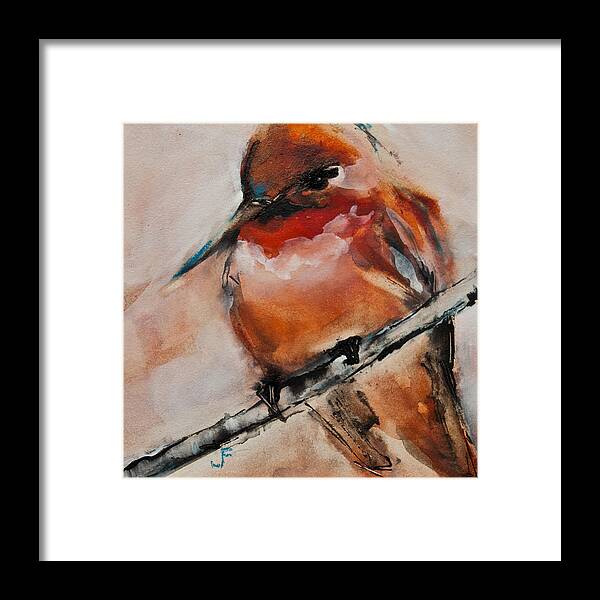 Hummingbird Framed Print featuring the painting Allen's Hummingbird by Jani Freimann