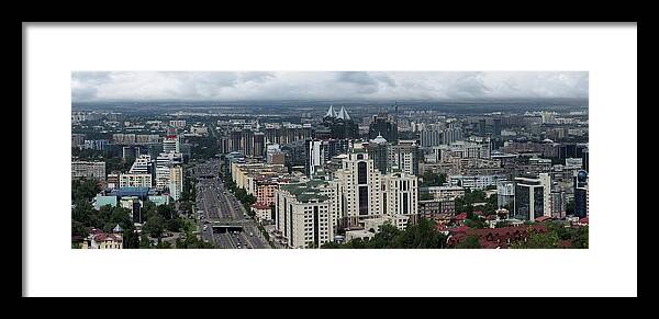 Skyline Framed Print featuring the photograph Almaty Skyline Panoramic by Robert Grac