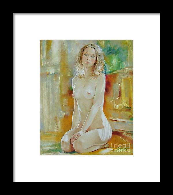 Art Framed Print featuring the painting Alone at home by Sergey Ignatenko