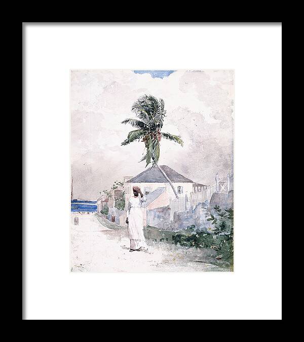 Along The Road Framed Print featuring the painting Along the Road  Bahamas 1885 by Winslow Homer