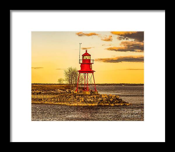 Beacon Framed Print featuring the photograph Alpena Harbor Lighthouse at Sunset by Nick Zelinsky Jr